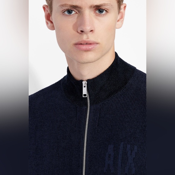 ARMANI EXCHANGE COTTON VISCOSE BLEND CARDIGAN (Navy/BLUE) - Picture 1 of 6